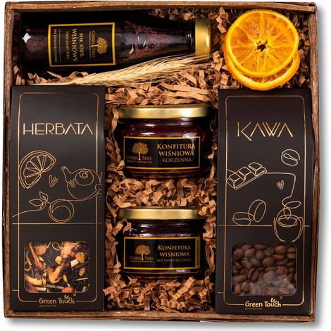 Geschenkkorb-Set mit Tee, Kaffee, Kirschmarmelade und Saft (NFC) (1/5)