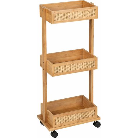 Étagère de salle de bain ALLEGRE BAMBOO, mobile, 3 étagères,