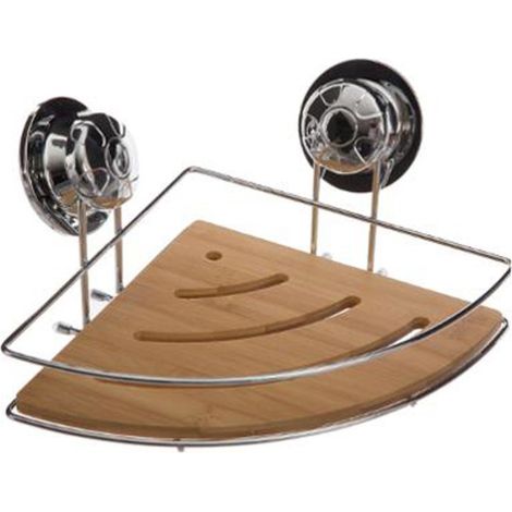 Etagère d'Angle de Douche "Ventouse" 26cm Naturel (1/2)