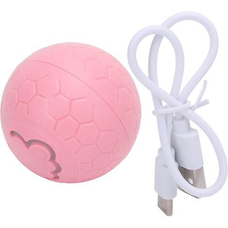 Balle Interactive pour Chien et Chat - Auto-Roulante Résistante aux Morsures en Plastique Rose 5,6cm avec Batterie Rechargeable USB (1/5)