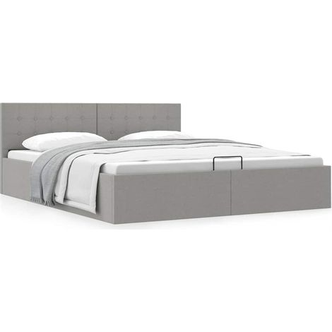 Cama hidráulica almacenaje sin colchón gris claro 180x200 cm (1/5)