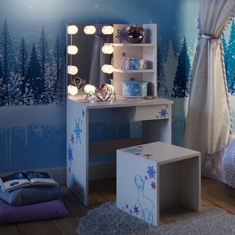 Kinder-Schminktisch Schneeflocke, Weiß, 54.8 cm mit LED Beleuchtung, Vicco