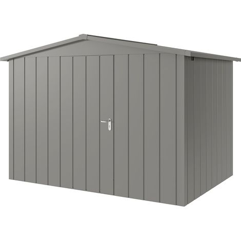 Hörmann Metall-Gerätehaus "Juno" mit Satteldach, JSD12 - Modern, 310 x 214 cm (B x T), graualuminium, 1-flüglige Tür, Anschlag links