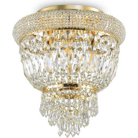 Plafoniera Classica Dubai Metallo-Cristallo Ottone 3 Luci E14 (1/2)