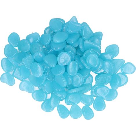 100 ou 200 Pierres lumineuses, Résine, Fluorescent, Azur, Décoration jardin extérieur (1/5)
