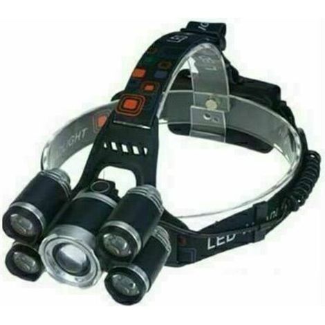 JOORRTLampe frontale, 2000 lumens 5 LED, lampe frontale rechargeable USB étanche réglable pour le camping, le jogging et la randonnée, la pêche, la grotte, (1/2)