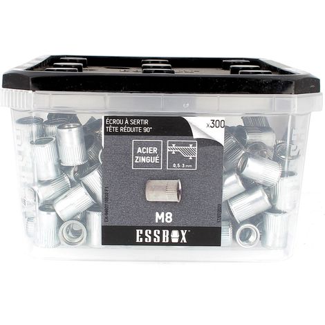 ESSBOX de 300 Ecrous Aveugles Crantés T.Reduite M8 Acier (1/2)