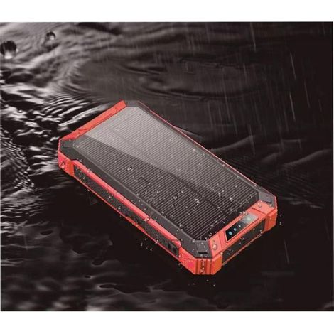 Batterie Externe Solaire - 20000 Mah - Chargeur Portable Etanche Ip6 - Pour Camping Et Secours En Plein Air - 1 Unite