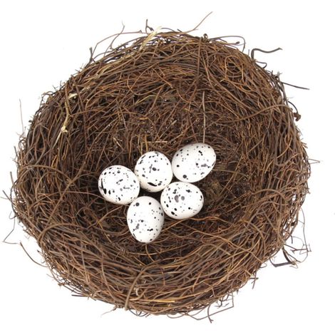 Nid D Oiseau En Rotin - Décoration De Pâques Avec Œufs - Centre De Table Printemps - Décor De Cheminée - Lot De 3 (1/5)