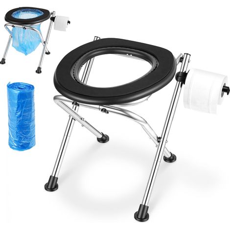 Campingtoilette klappbar aus Edelstahl mit weichem EVA-Sitz, bis 160 kg belastbar, mit Papierhalter für Erwachsene auf Reisen (1/5)