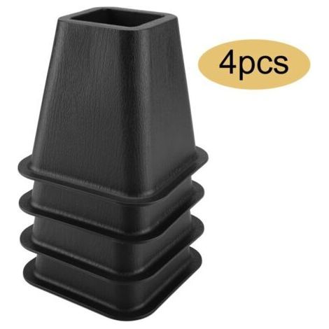 4 Pack Heavy Duty Bed Risers, 5inch Height, Adjustable Furniture Risers for Sofa, Table, Chair or Desk, Supports up to 500kg (Black) (1/4)