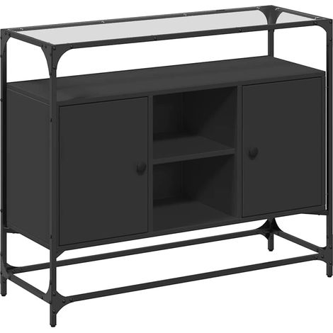 Maison Exclusive - Buffet avec dessus en verre noir 98x35x81 cm bois d'ingénierie (1/5)
