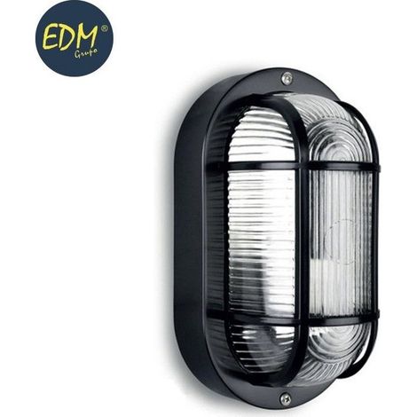 Lampada da parete ovale ip54 Colore Nero 1xe27 40w 11,4x20,2x10cm Modello Tarragona EDM