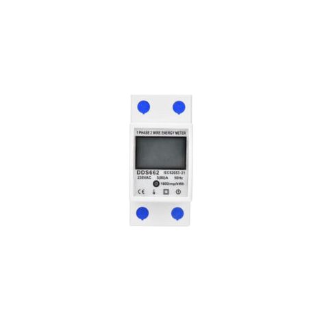 Compteur d'énergie électronique monophasé 220-250V – Courant max 80A – Puissance 17 000W – Affichage LCD rétroéclairé sur rail DIN (1/4)