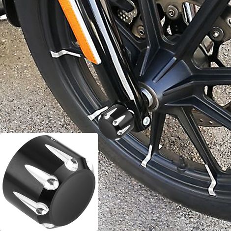Stück CNC-gefräste Aluminium-Schraubenmutternabdeckungen für Motorrad-Vorderachse – Totenkopf-Design (Schwarz)