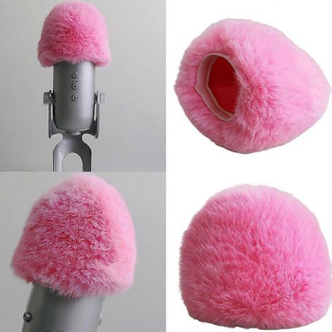 Bonnette anti-vent en fourrure pour microphone bleu (1/4)