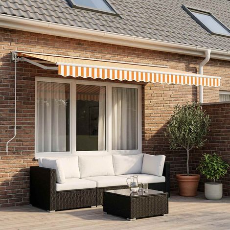 vidaXL Tessuto di Ricambio per Tenda da Sole Giallo e Bianco 400x350cm
