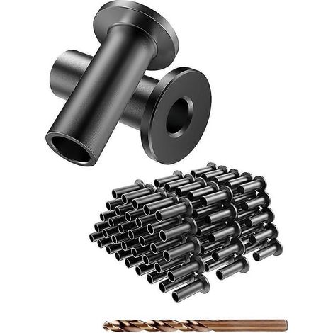 Packung mit 120 schwarzen Edelstahl-Schutzhülsen für 1/8-Zoll-Terrassengeländerkabel, für Holz-/Verbundstoffpfosten (1/5)
