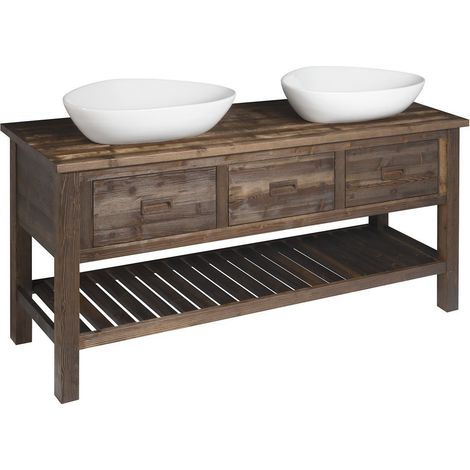 BRAND Meuble sous-vasque 160x73x50cm, épicéa teinté (1/3)