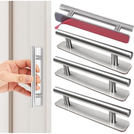 Tiradores autoadhesivos Ineasicer para muebles (4 unidades), de aluminio, para puertas correderas y cajones de cocina, armarios y dormitorios, 150 mm (1/4)
