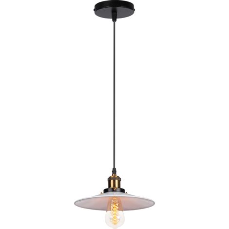 Suspension Luminaire Rétro Lustre En Fer En Métal Plafonnier D'Intérieur Vintage Pour Salle À Manger, Chambre À Coucher, Blanc 22CM