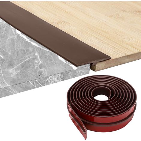 Profilé de Transition Autoadhésif - 1 Pièce - PVC Marron - Couvre Joint de Sol - Pour Intérieur et Rénovation - 300 x 5 cm (1/5)