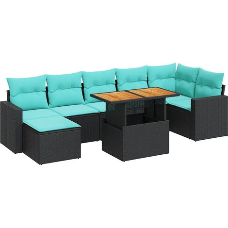 Maison Exclusive - Set Divani da Giardino con Cuscini 8 pz Nero in Polyrattan (1/5)