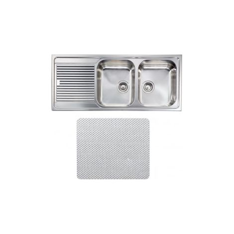 CM 011277DCSSP Zenith Lavello ad incasso 2 vasche con gocciolatoio sinistra 116x50 cm in acciaio inox microdecoro colore Acciaio inox (1/5)