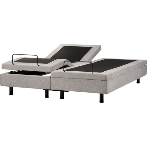 Adjustable Bed without Headboard Fabric DUKE II 160 x 200 cm (EU King Size) Light Grey (1/5)