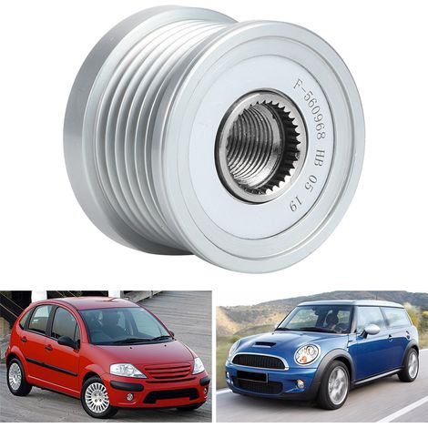 Poulie d'embrayage d'alternateur pour voiture, pièces de générateur automatique F‑560968 en métal, compatible avec Citroën C3/C4 (1/5)