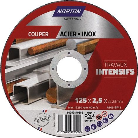 NORTON - Disque métaux 125x2.5 travaux intensifs