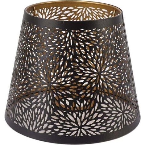 Lampenschirm aus Metall, Waldbaum-Design E26/E27, dekorativer hohler Eisenschirm mit goldfarbenem Innenmuster für Lampe (schwarz)