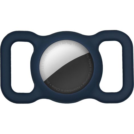Support Apple AirTag en silicone pour collier de chat / chien Bleu foncé (1/5)