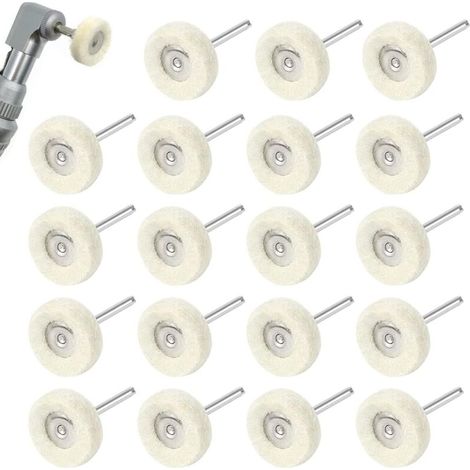 20 pcs Roue de polissage 25mm pour perceuse, Tampon de polissage en laine, accessoires de forage (1/4)