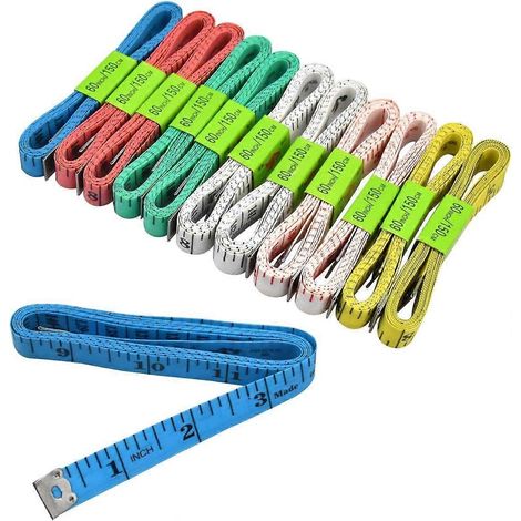 Mètre ruban souple 12 pièces, double échelle 150 cm (60 pouces), pour le corps et la couture, outil de mesure pour tailleur (1/4)