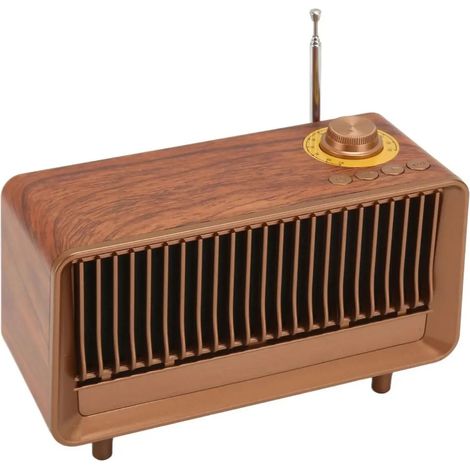 Haut-parleurs Bluetooth rétro Radio en bois TF USB portable (1/5)
