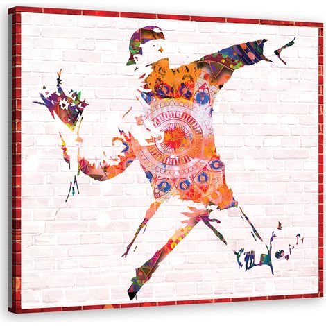 Quadro su tela, Banksy Flower Thrower - 30x30 (1/5)