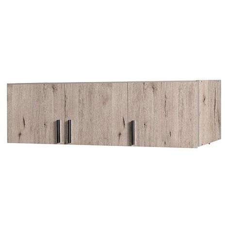 Aufsatzschrank mit drei Türen aus der Kollektion FLEX, in Wellington-Eichenfarbe und Graphitgrau.