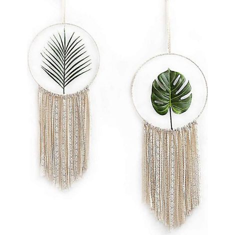 Décoration murale attrape-rêves en macramé (11,81 po L x 27,1 po H, 2 pièces) (1/5)