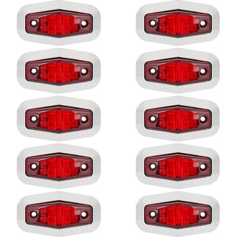 10 feux de position latéraux rouges à 2 LED pour camion / feux de signalisation / feux de gabarit (1/5)