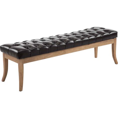 Panca design RAMSES in similpelle e legno chiaro antico marrone 150 cm (1/3)