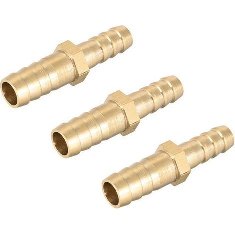 Réducteur raccord barbelé droit en laiton Connecteur Coupleur Adaptateur Cannelé pour ID tuyau 10mm à 8mm 3Pcs (1/3)