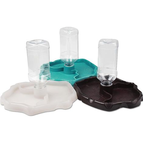 Distributeur d'eau et de nourriture pour reptiles (1 pièce) - Bol 2 en 1 anti-déversement pour tortue et gecko, en plastique couleur café (1/4)
