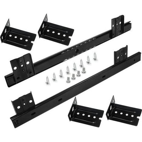Tinor – Coulisse pour tiroir 350mm – Roulement à billes – Installation rapide – Tôle d'acier galvanisée noire – Pour tiroirs de clavier et bureaux (1/5)