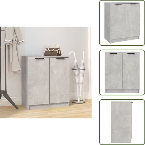 Armoire à chaussures Gris béton 59x35x70 cm Bois d'ingénierie - Armoire À Chaussures - Meuble Rangement - Chaussure Femme - Chaussure Homme - Organisation Intérieur (1/5)