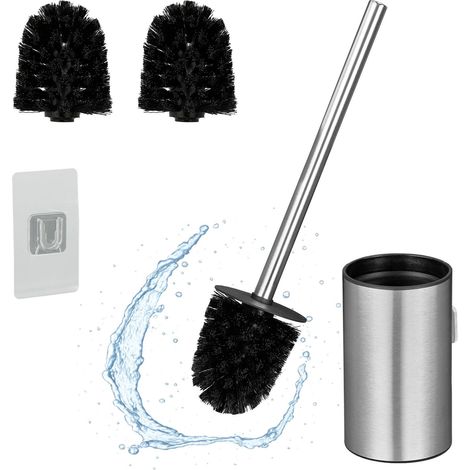 Set scopino per WC in acciaio inox con supporto a parete