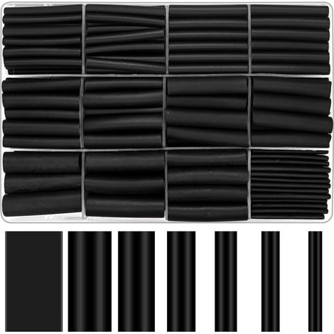 Gaine thermorétractable, 180 pièces 3: 1 double paroi gaine thermorétractable, gaine thermorétractable soudée, gaine d'isolation électrique étanche, gaine thermorétractable doublée collée, noir (1/5)