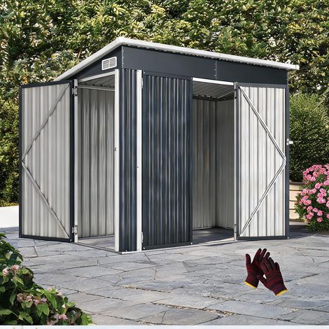 Abri de jardin dunkelgrau en verzinkter Stahl 234 x 132 x 185 cm (1/5)