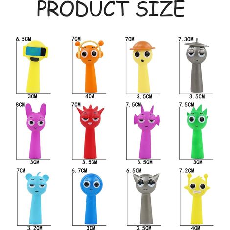 Lot de 12 figurines Sprunki Friends, série de jouets inspirée du jeu vidéo et de l'anime, en PVC. (1/3)