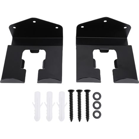Support pour coupe-bordures (lot de 2) en acier noir recouvert de caoutchouc, étanche et robuste.